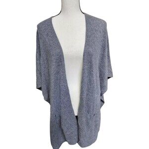 Nordstrom Cashmere Kimono Open Front Gray One Size Pockets SOFT